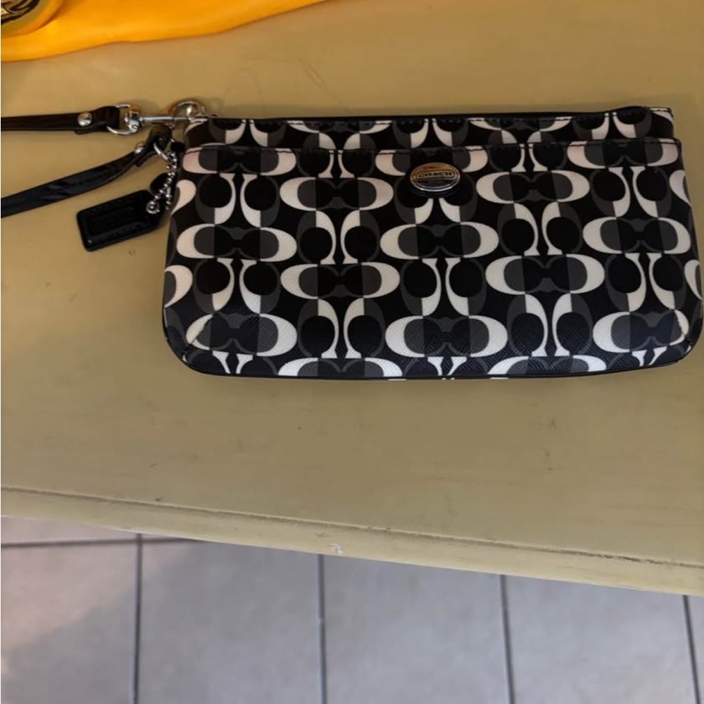 Coach Black and White Geometric Clutch